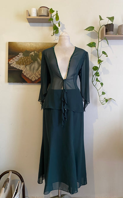 2 piece brand new emerald set with sequin details