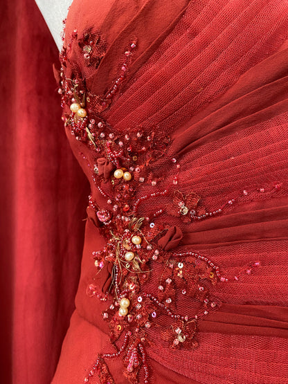 100% silk rose petal sequin dress