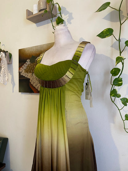 100% silk brand new green ombré mini