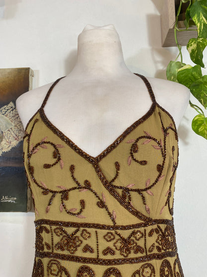 Sienna Baroque Silk Halter Gown