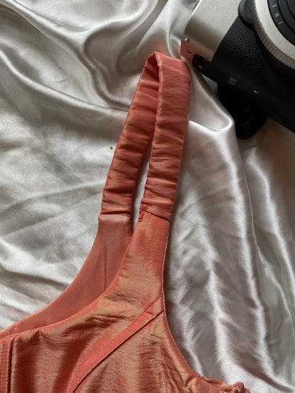 Brand new liquid organza orange lace up beaded corset