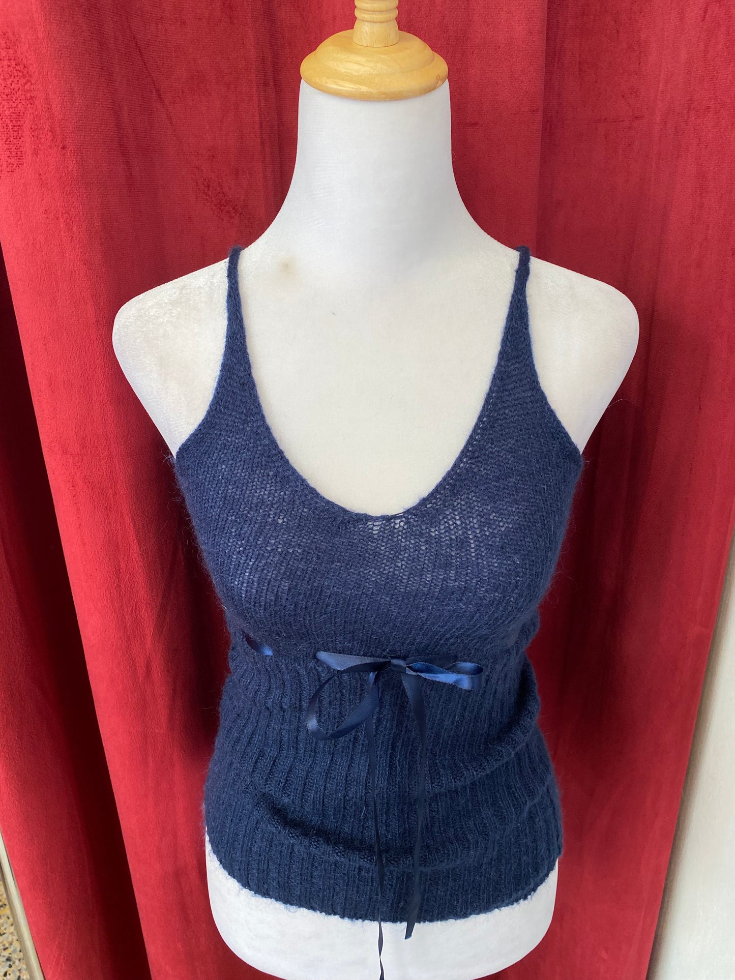 Motivi dark blue crochet top