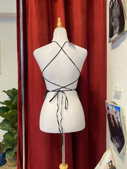 Butterfly y2k top with sequin details and open back