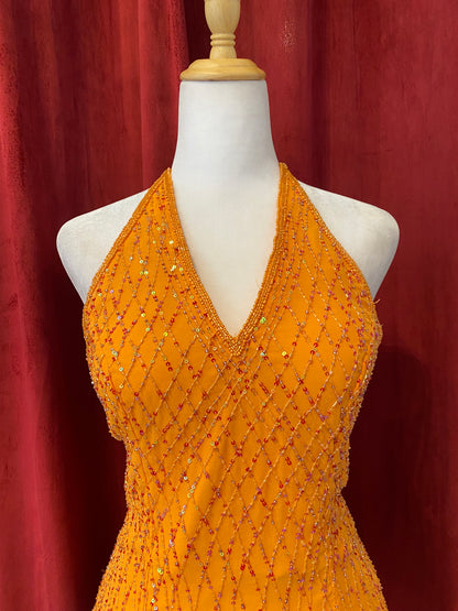 100% silk brand new orange corset with open back 🧡