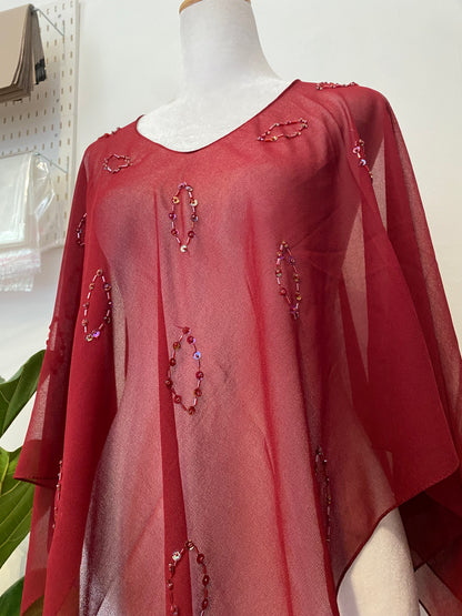 Brand new burgundy poncho  worth sequin details