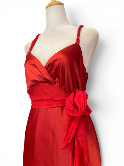 Red wine satin dress