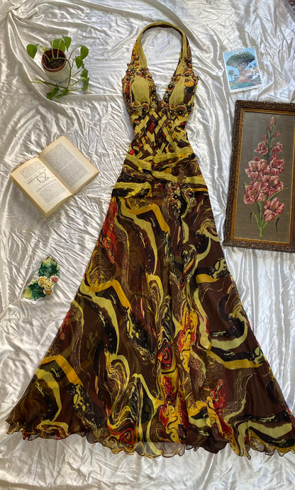 Nocturne Embroidered Silk Gown