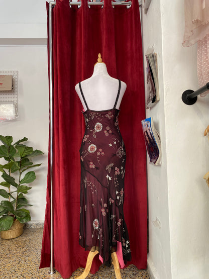 100% silk Brand new black with pink sequin gown 🖤