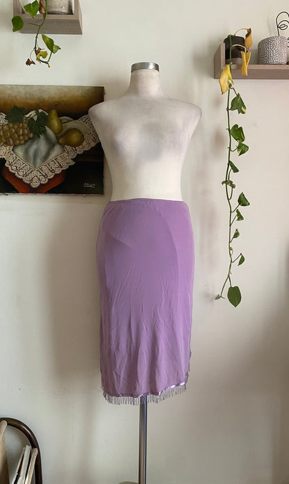 Brand new lilac midi skirt with handbeaded details