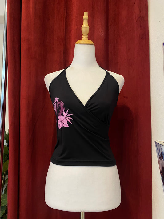 Black graphic halter top 🖤