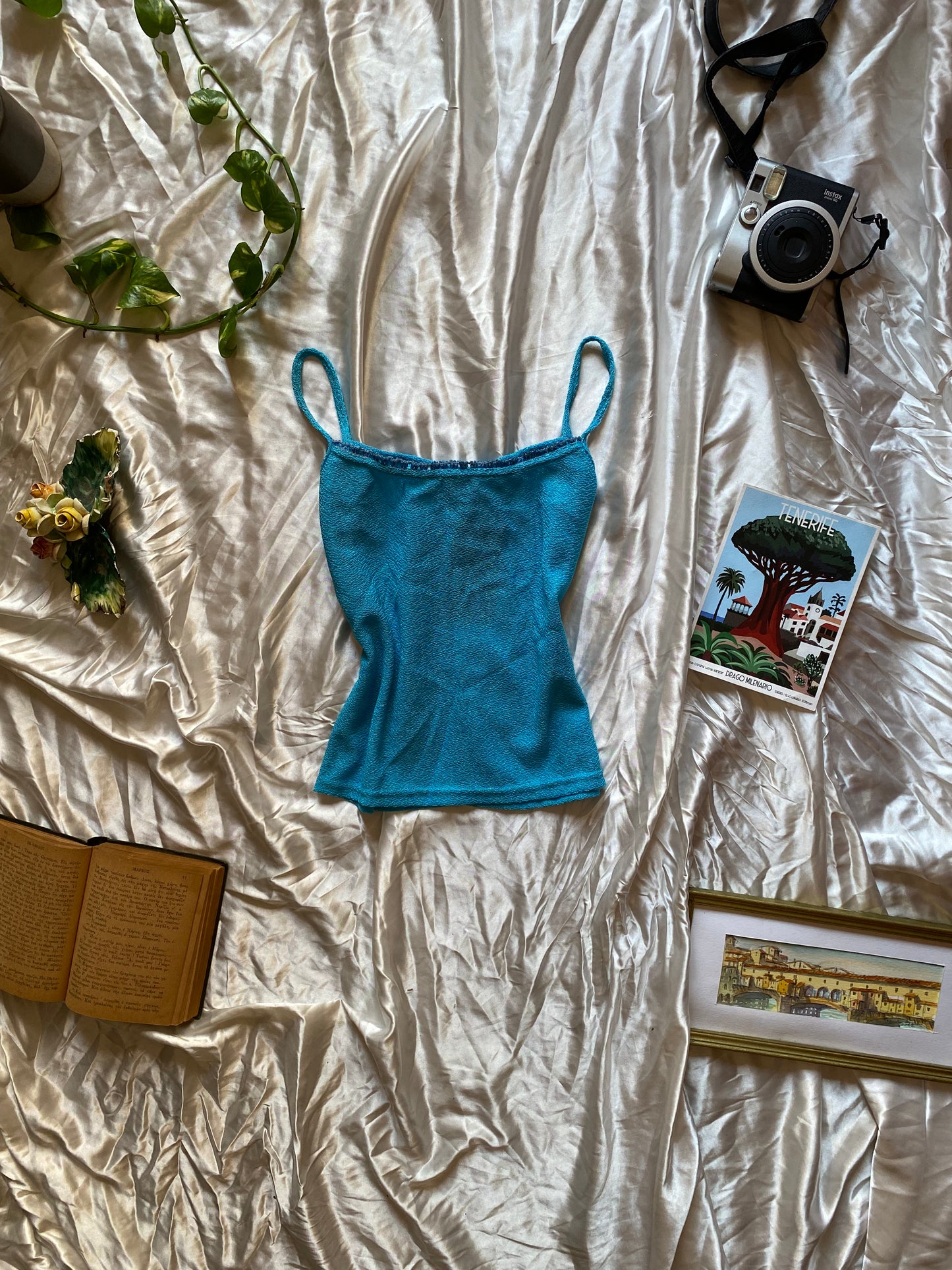 Brand new baby blue crochet like top