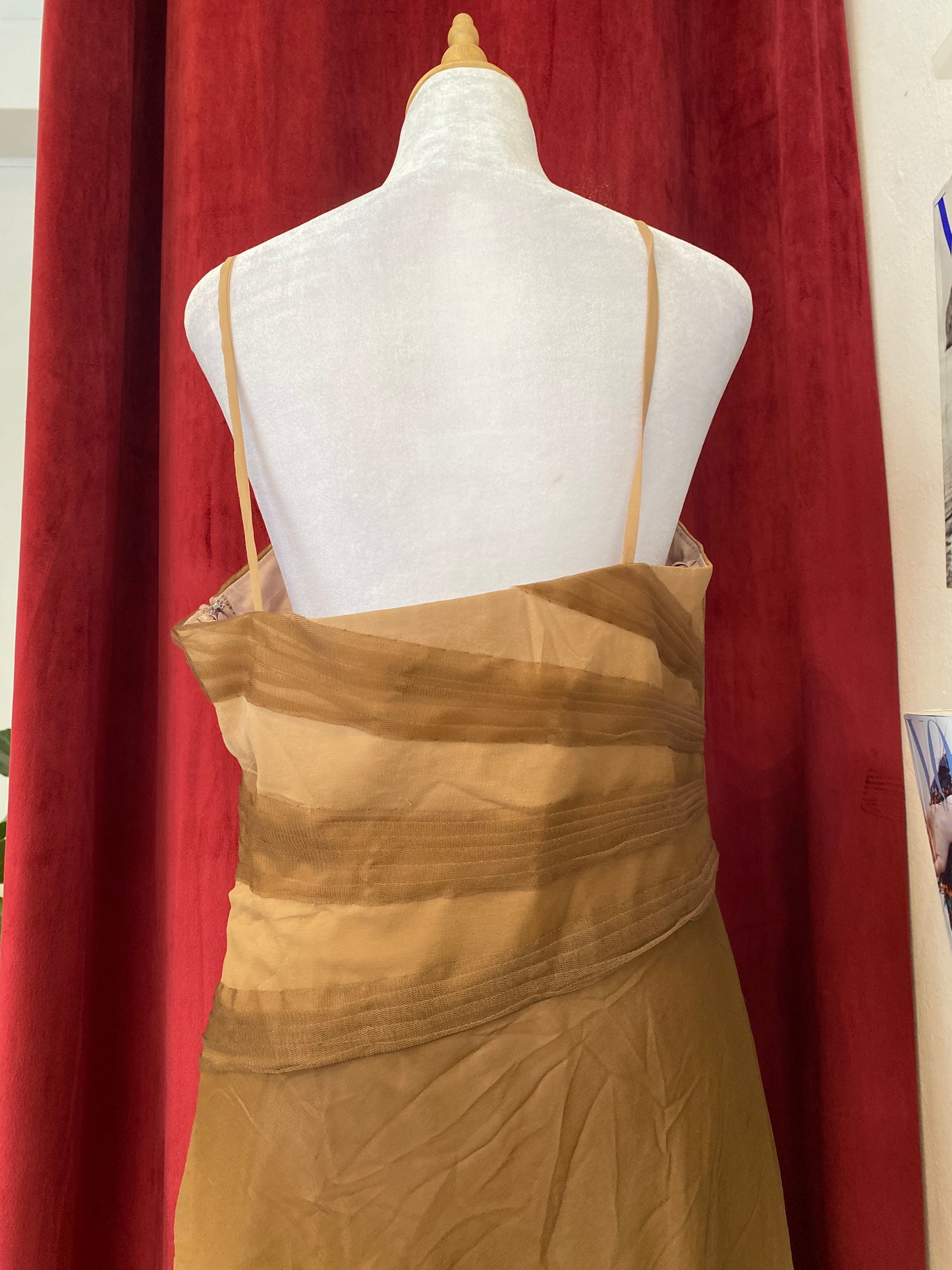 100% silk forest brown sequindress gown