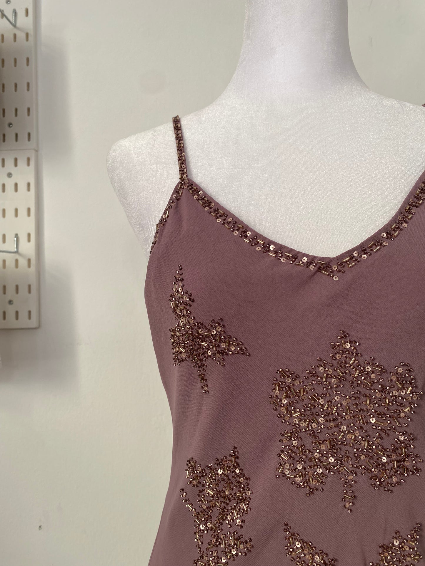 All over handbeaded mauve maxi fairy dress