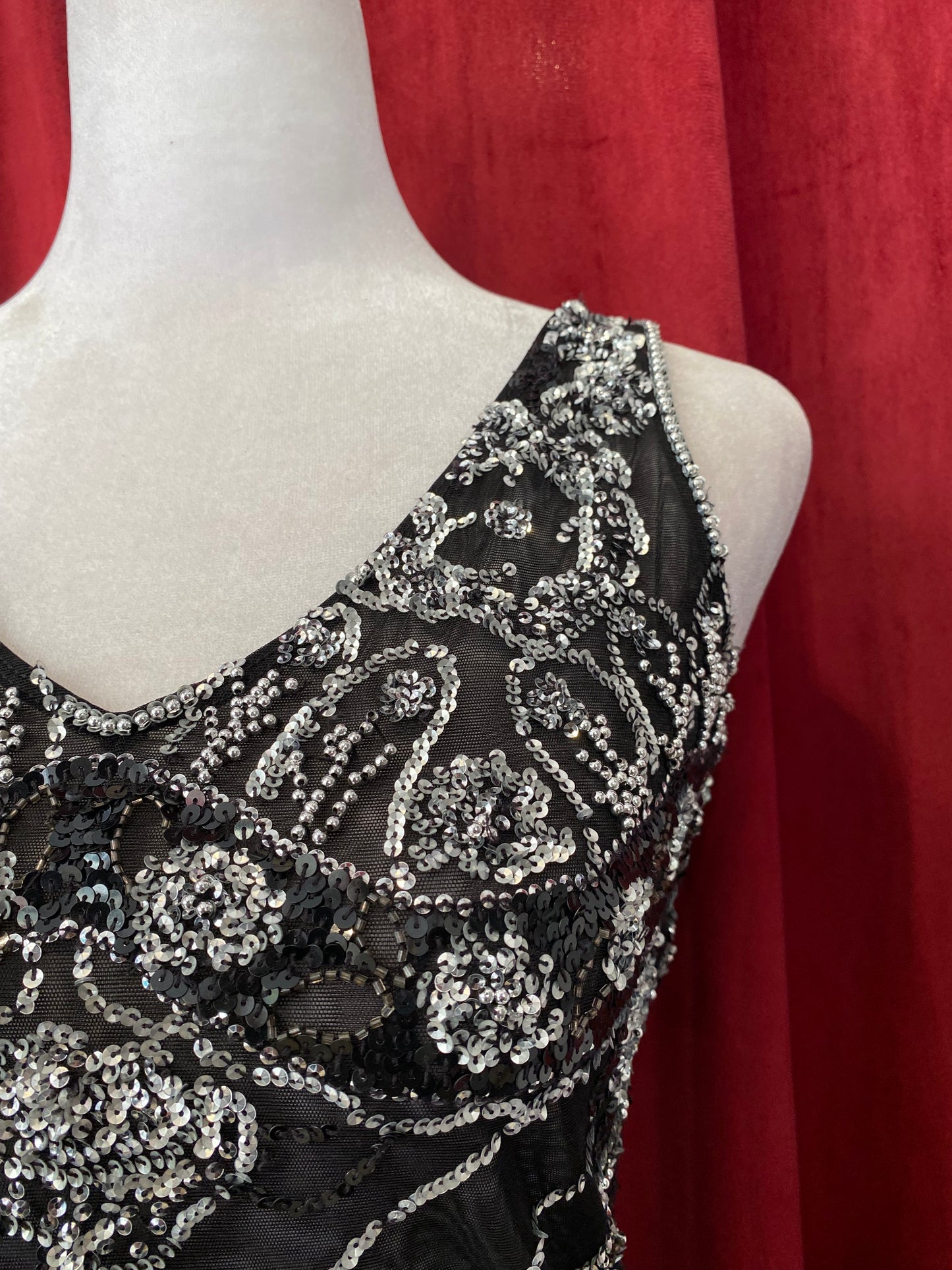 Handbeaded black mesh top 🧚