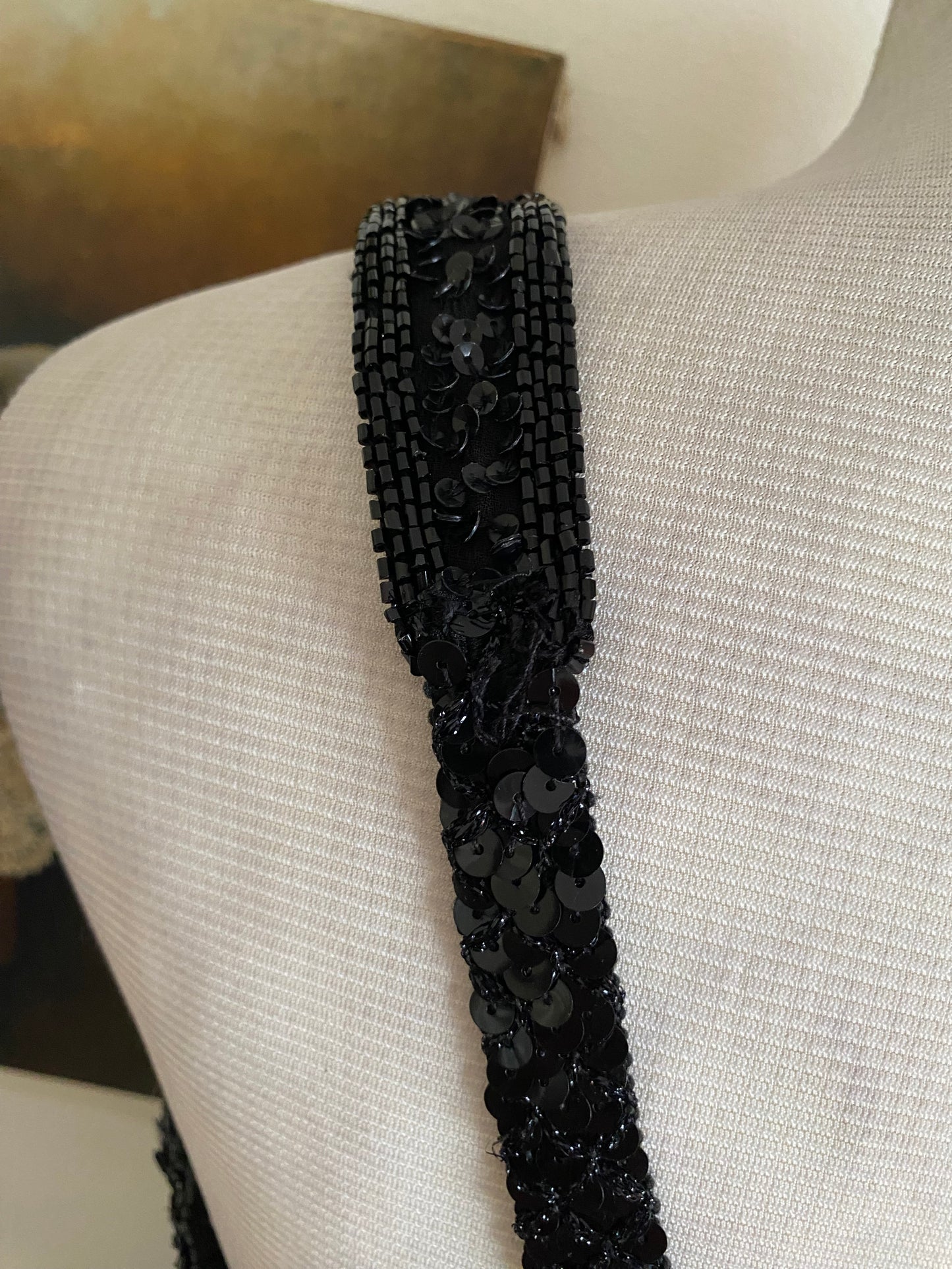100% silk all over handbeaded black gown