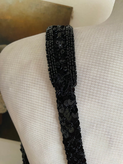 100% silk all over handbeaded black gown