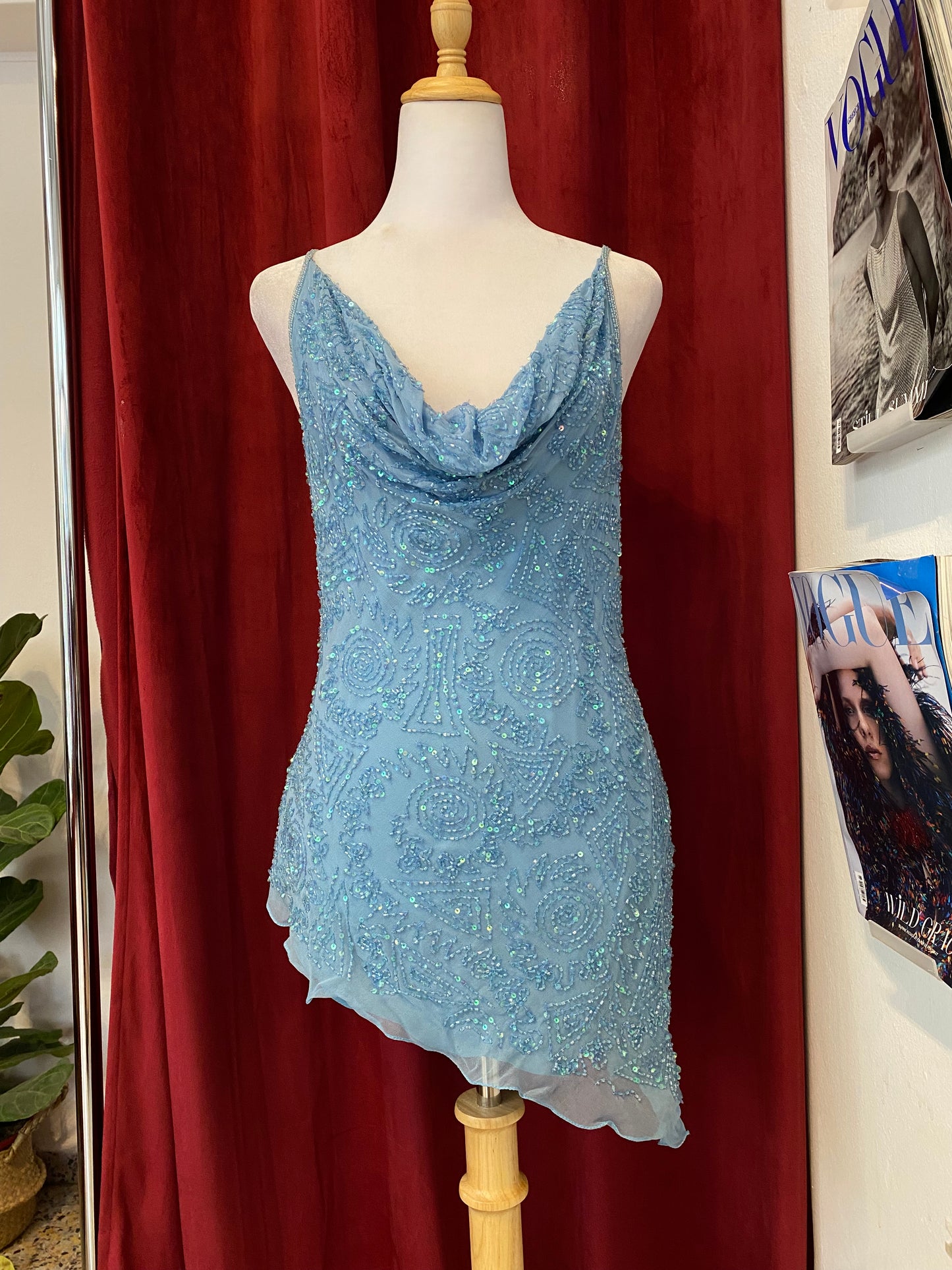 100% silk brand new baby blue handbeaded top 💙