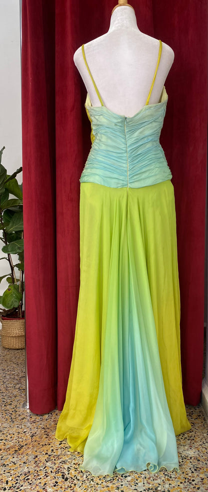 100% silk hand painted floor length gown