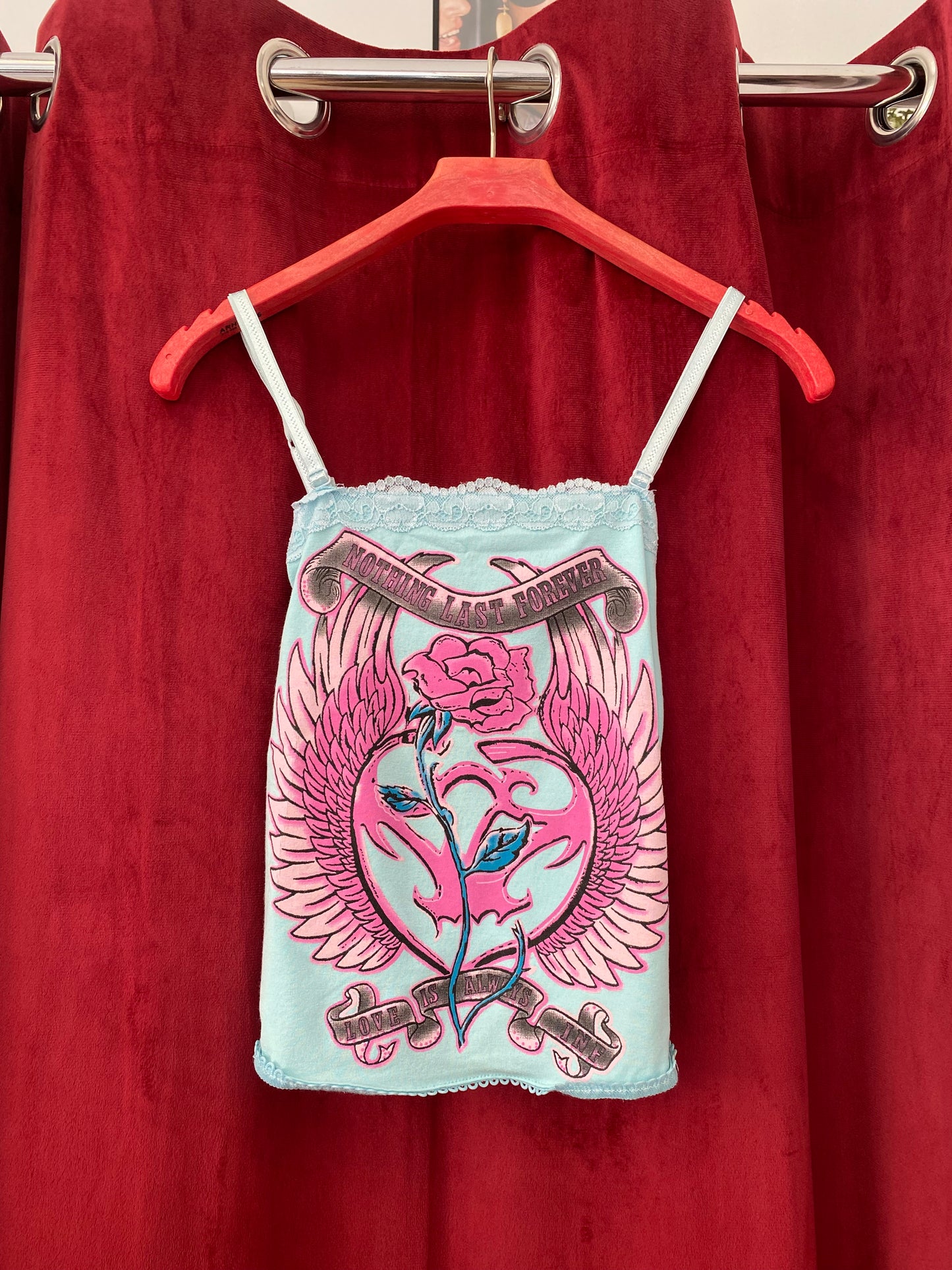 Baby blue graphic Y2K top