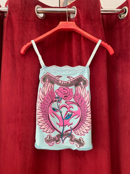 Baby blue graphic Y2K top