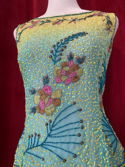 100% silk sequin ocean top 🌊