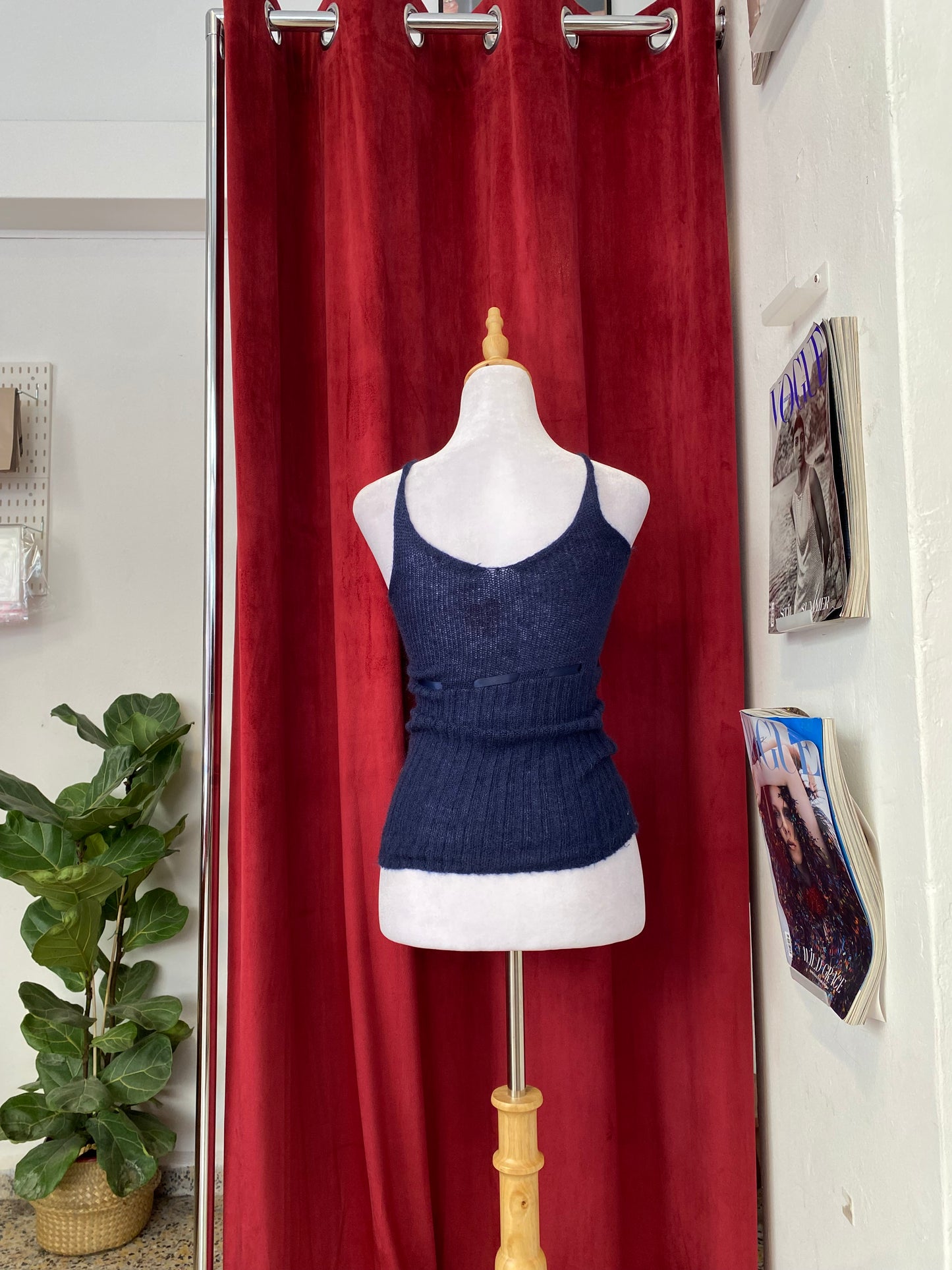 Motivi dark blue crochet top