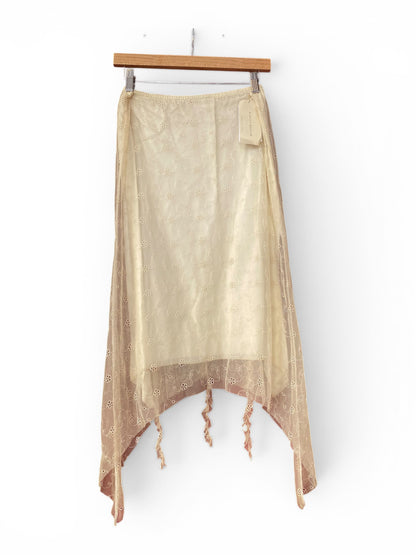 Romantic beige lace skirt