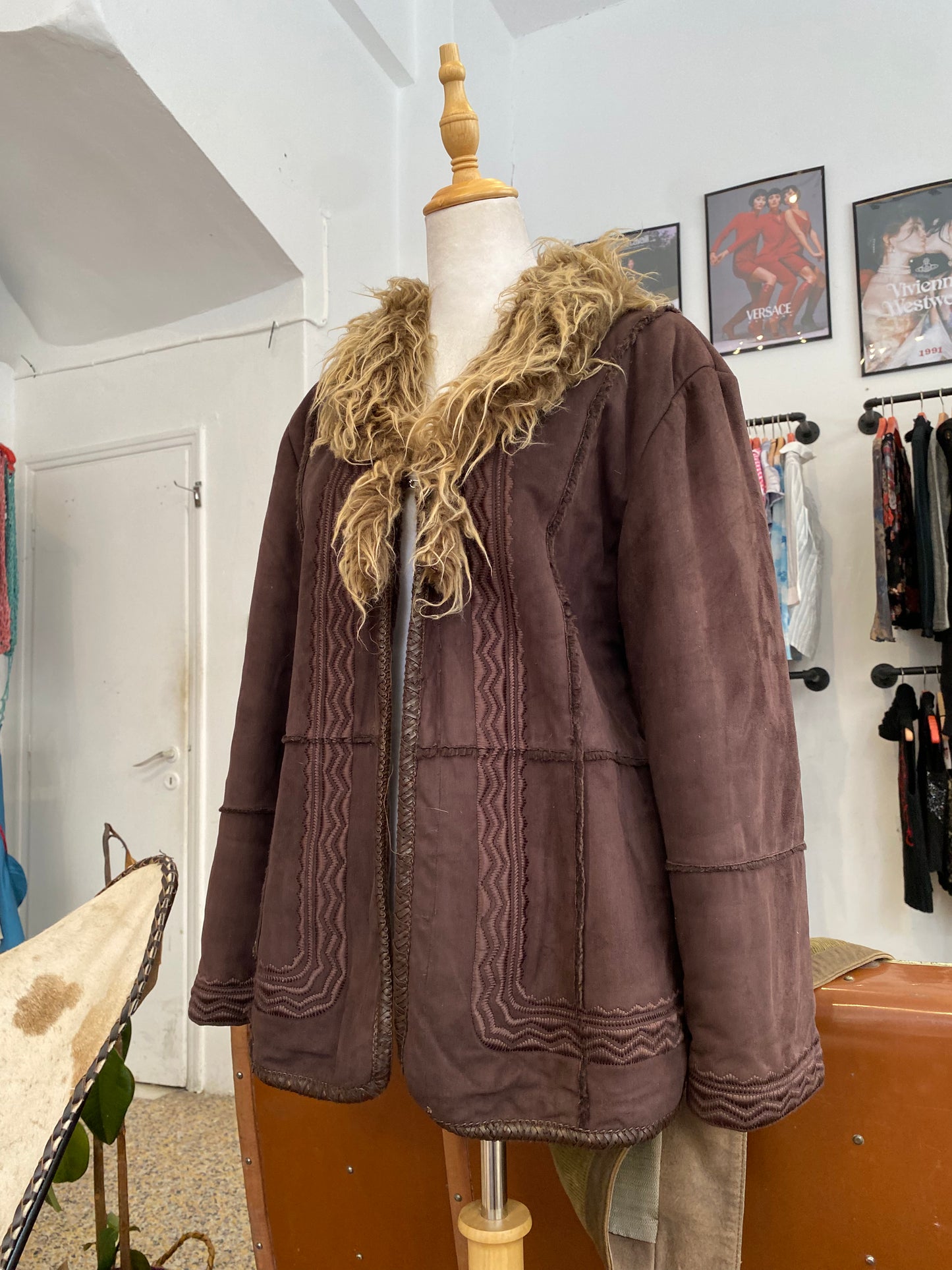 The Cocoa Fur-Trimmed Coat