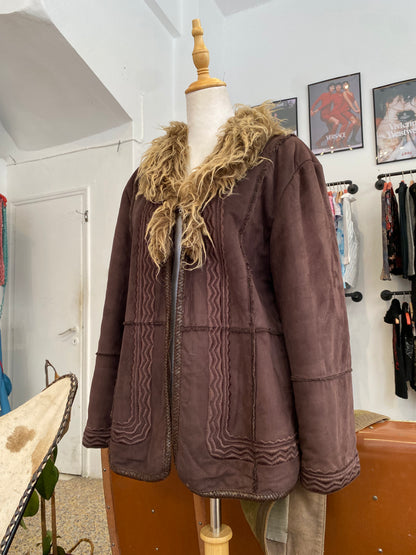 The Cocoa Fur-Trimmed Coat
