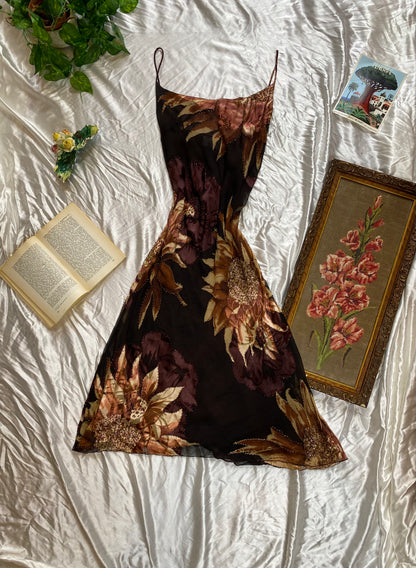 Midnight Bloom Silk Dress