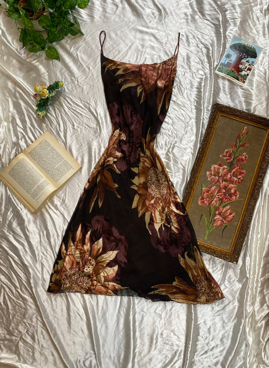 Midnight Bloom Silk Dress