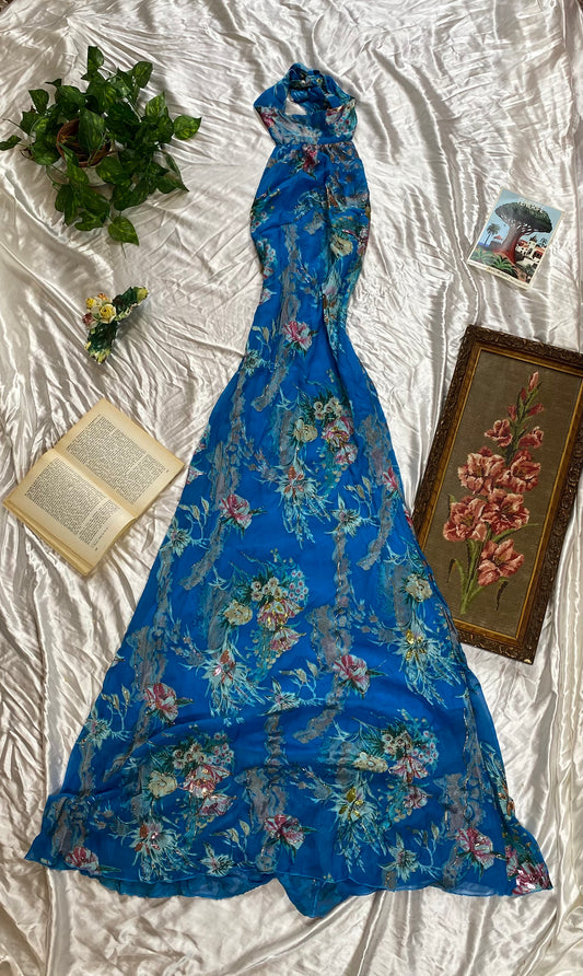 Blue Reverie Halter Gown