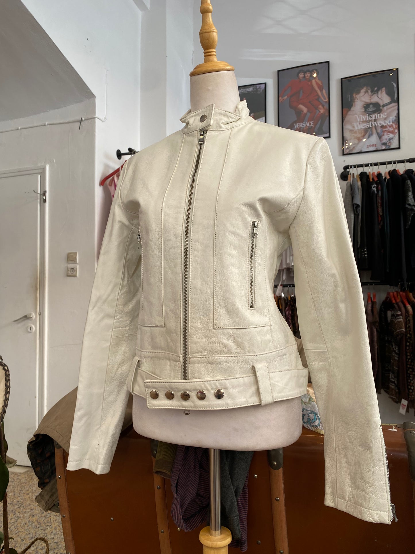 The Cream Studded Moto Jacket