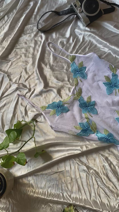 See through dress with floral details