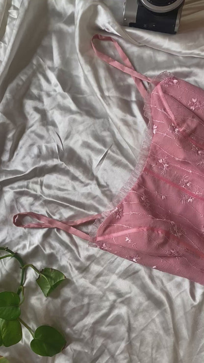 Y2K light pink organza set