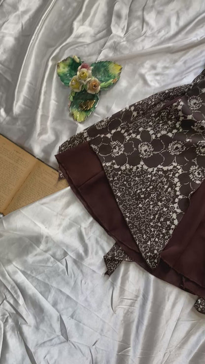 Brown floral midi fairy skirt