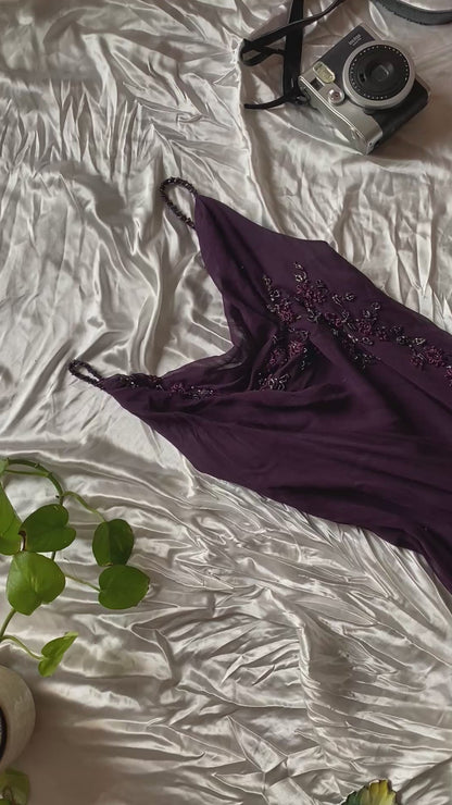 Dark purple embroidered dress