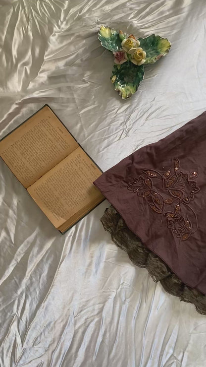 Brand new brown summer beaded ruffled skirt