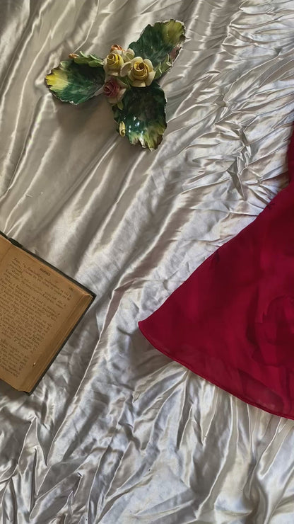 Dark red lingerie top with floral details