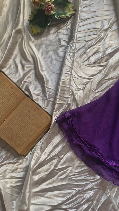 100% silk new deep purple sequin top