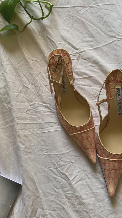 Brand new Luciano padovan real leather croco pink heels