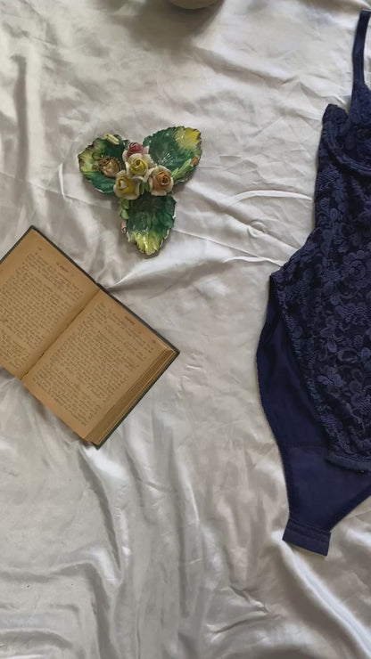 Brand new dark blue lace bodysuit 70B