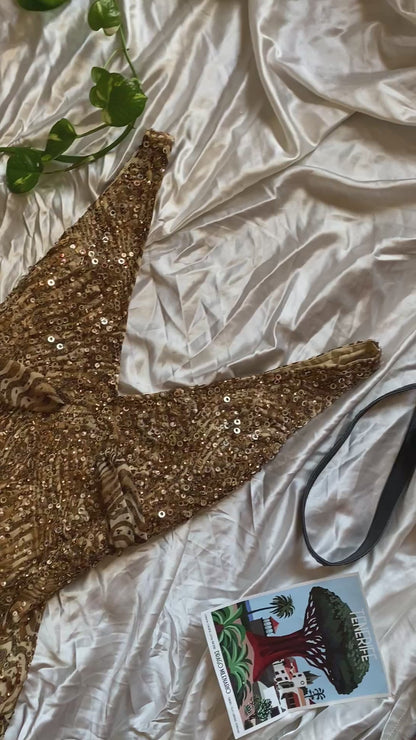 100% silk mini all over handbeaded gown